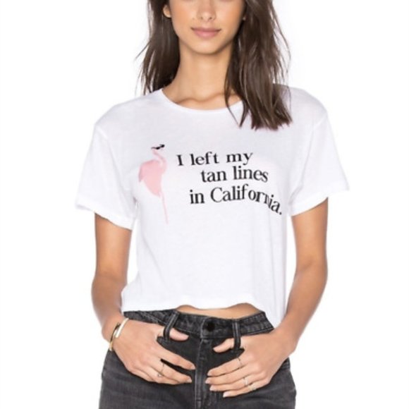 Wildfox  I Left My Tanlines In California  White Flamingo Tee BNWT - Picture 1 of 5